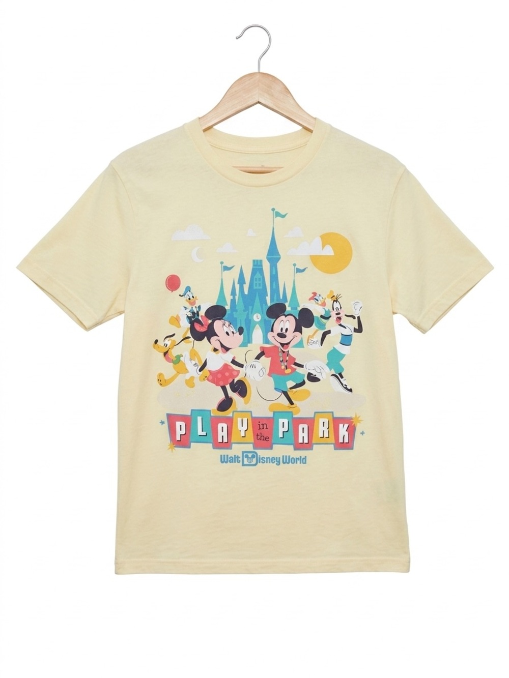 Disney Parks Play in the Park Yellow Pocket T Shirt XS Mickey Mouse Friends EUC